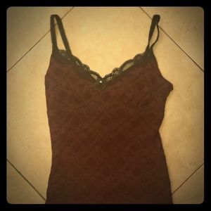 Blood red/burgundy lace with black detail cami